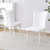 White Modern Minimalist Dining Chairs (Set of 2)