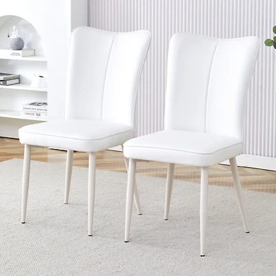 White Modern Minimalist Dining Chairs (Set of 2)