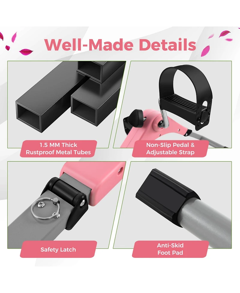 Skonyon Under Desk Exercise Bike Pedal Exerciser with Lcd Display for Legs and Arms Workout-Pink