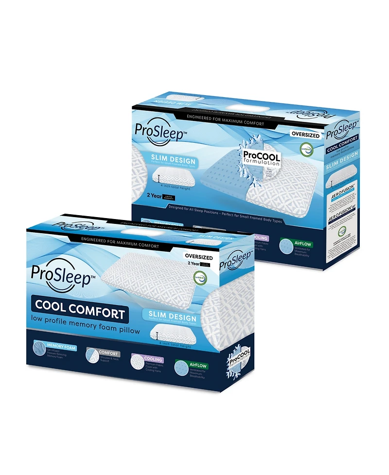 ProSleep Cool Comfort Memory Foam Low-Profile Pillow, Oversized, Exclusively at Macy's