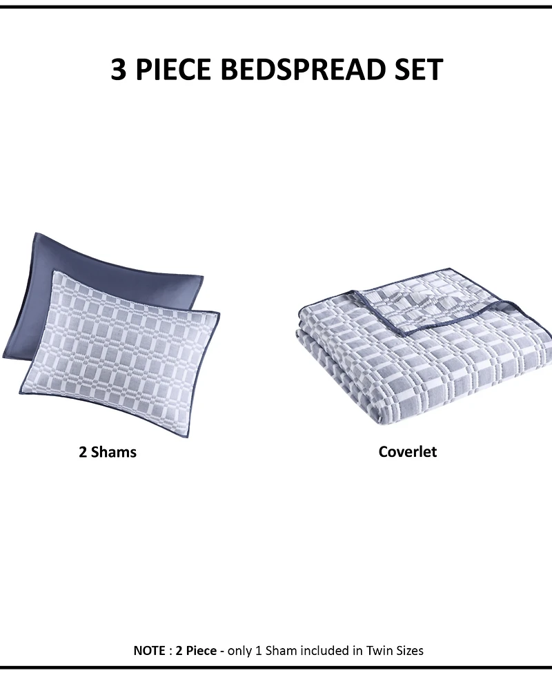 Madison Park Harlow Reversible Matelasse 3-Pc. Coverlet Set, Full/Queen