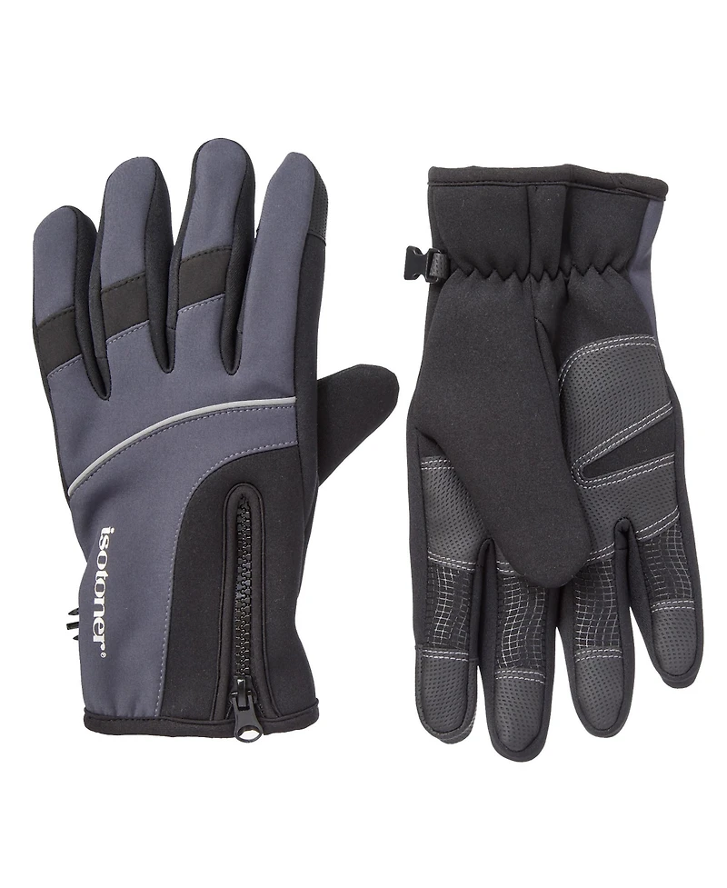 Isotoner Signature Men's Water Repellent Neoprene Sport Gloves with Zipper