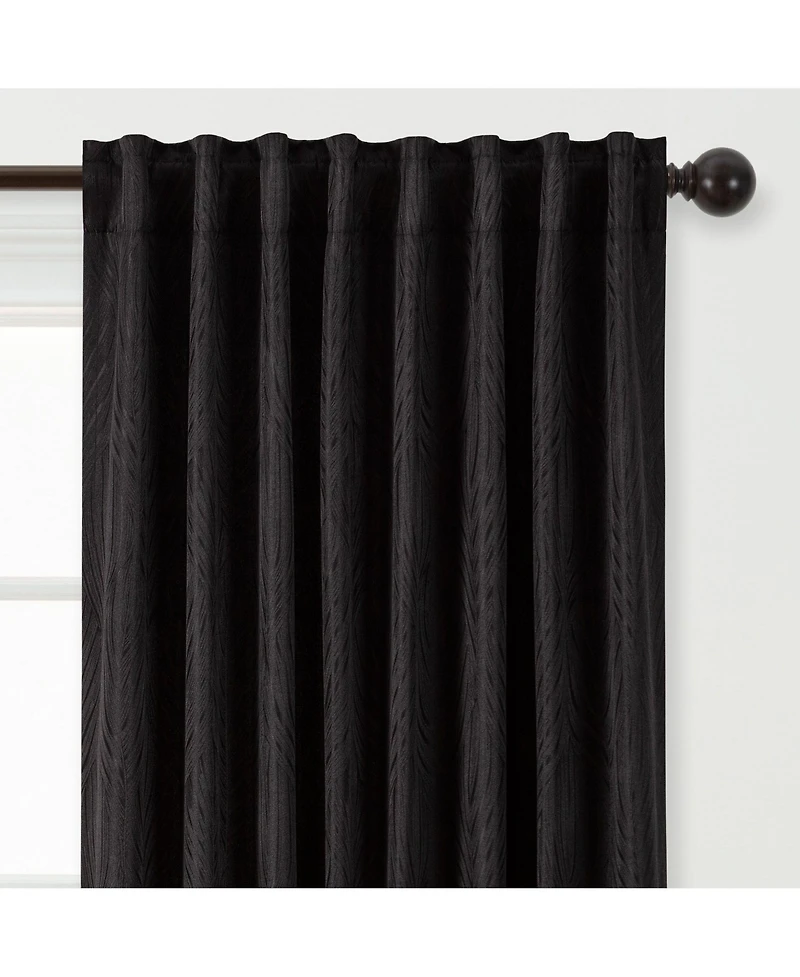 Chanasya Premium 2-Panel Classy Embossed Leaf Textured Curtains - Back Tab