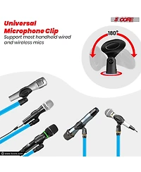 5 Core Microphone Stand Pair Floor Height Adjustable w Telescoping Boom Arm