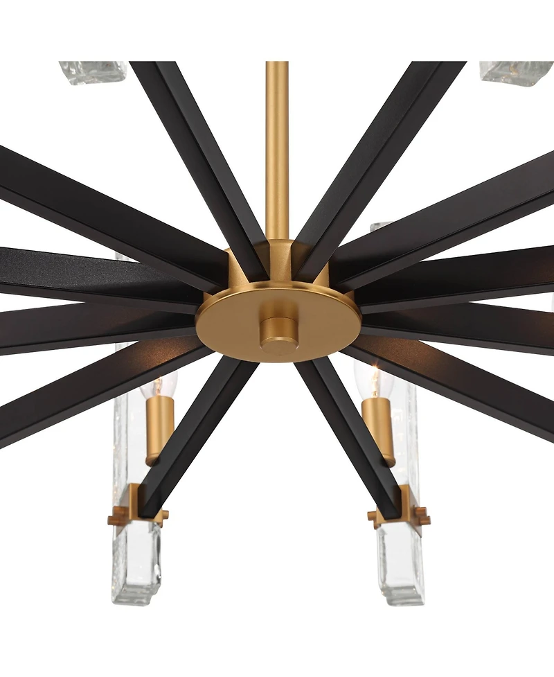 Possini Euro Design Daphne 32 1/4" Mid Century Modern Chandelier Ceiling Light Fixture Dining Room Over Table 12-Light Black Gold Finish