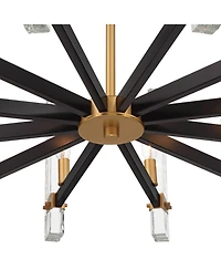 Possini Euro Design Daphne 32 1/4" Mid Century Modern Chandelier Ceiling Light Fixture Dining Room Over Table 12-Light Black Gold Finish