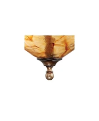 Franklin Iron Works Amber Scroll Rustic Ceiling Light Semi Flush Mount Fixture Golden Bronze 20 1/4" Wide Art Glass for Bedroom Kitchen Living Room Ha