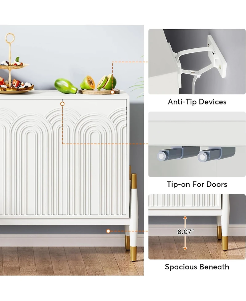 Tribesigns Sideboard Buffet Cabinet with Storage, 59" Modern Kitchen Storage Cabinet with 4 Doors & Shelves, Accent Console Television Table for Livin