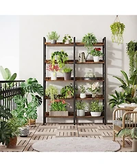 Tribesigns 5-Tier Industrial Bookshelf, 71”H x 47”W Etagere Bookcase, Freestanding Double Wide Book Shelf for Storage and Display, Wood