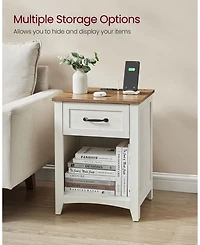 Slickblue Farmhouse Nightstands with Charging Station Set of 2