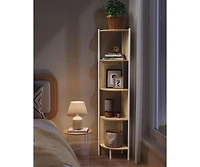 5-Tier Boho Corner Bookshelf with Polyrattan Sides