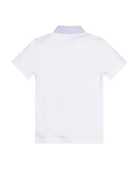 Hope & Henry Boys Short Sleeve Jersey Polo with Seersucker Trim