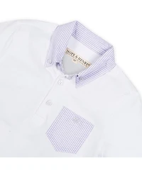 Hope & Henry Boys Short Sleeve Jersey Polo with Seersucker Trim