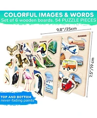 Quokka 6SET Montessori Wooden Toddler Puzzles Ages 2-4 in a Bag