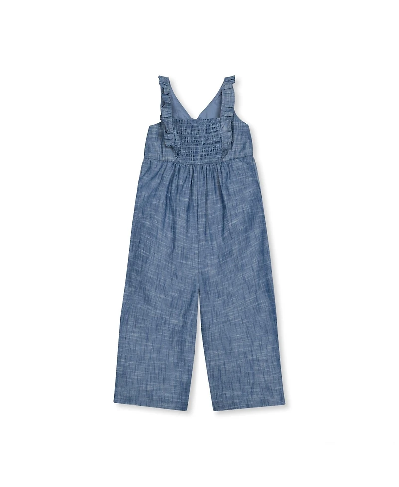 Hope & Henry Girls' Sleeveless Ruffle Neck Jumpsuit