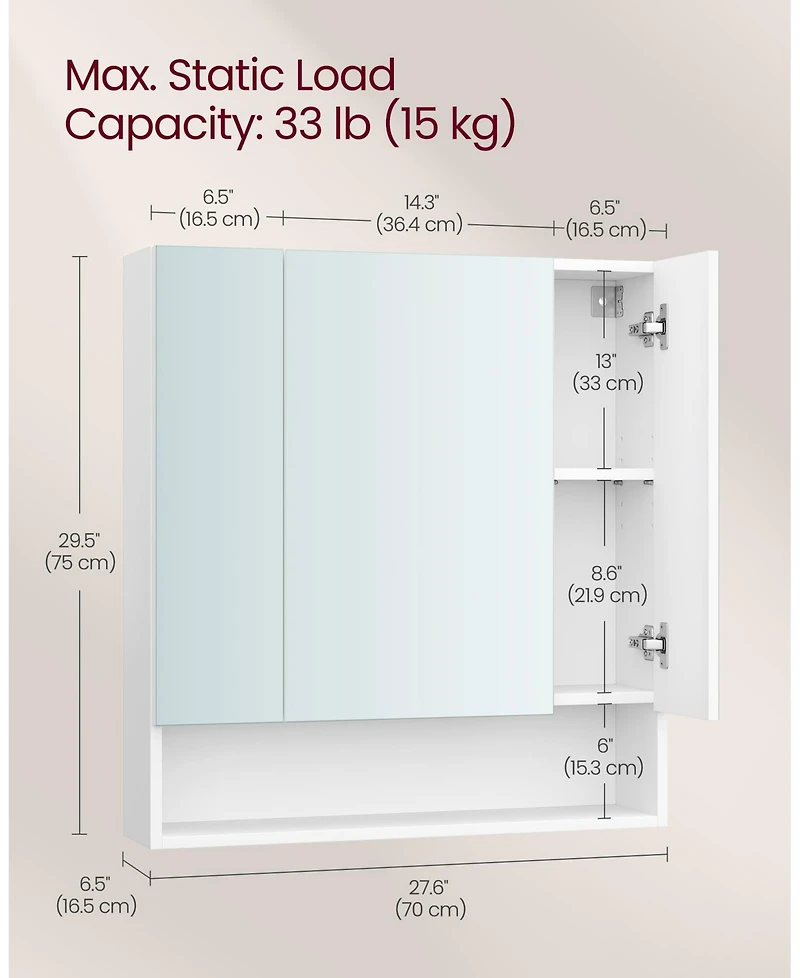 Slickblue Wide Bathroom Mirror with Integrated Storage for Organized and Elegant Spaces