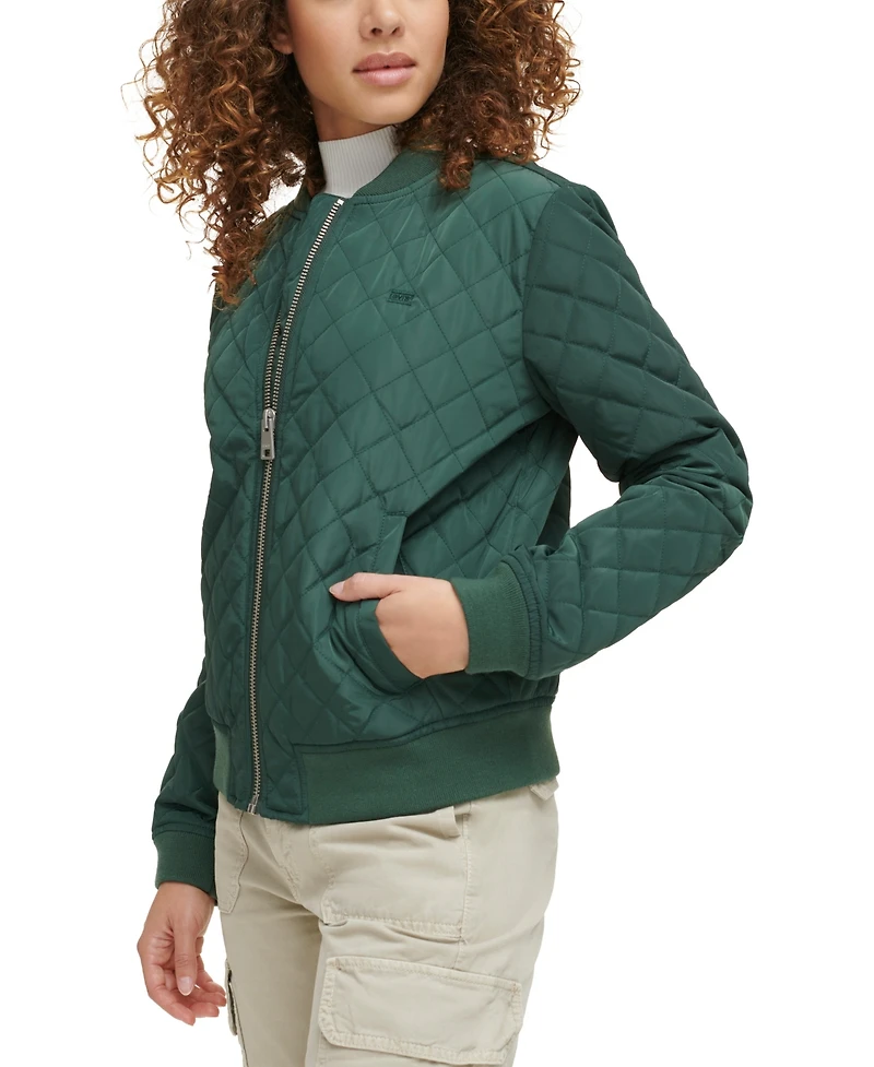 Levi's Women's Diamond Quilted Casual Bomber Jacket