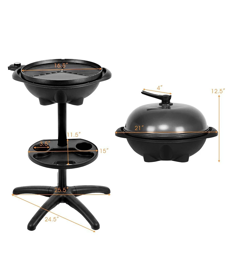 1350 W Outdoor Electric Bbq Grill with Removable Stand