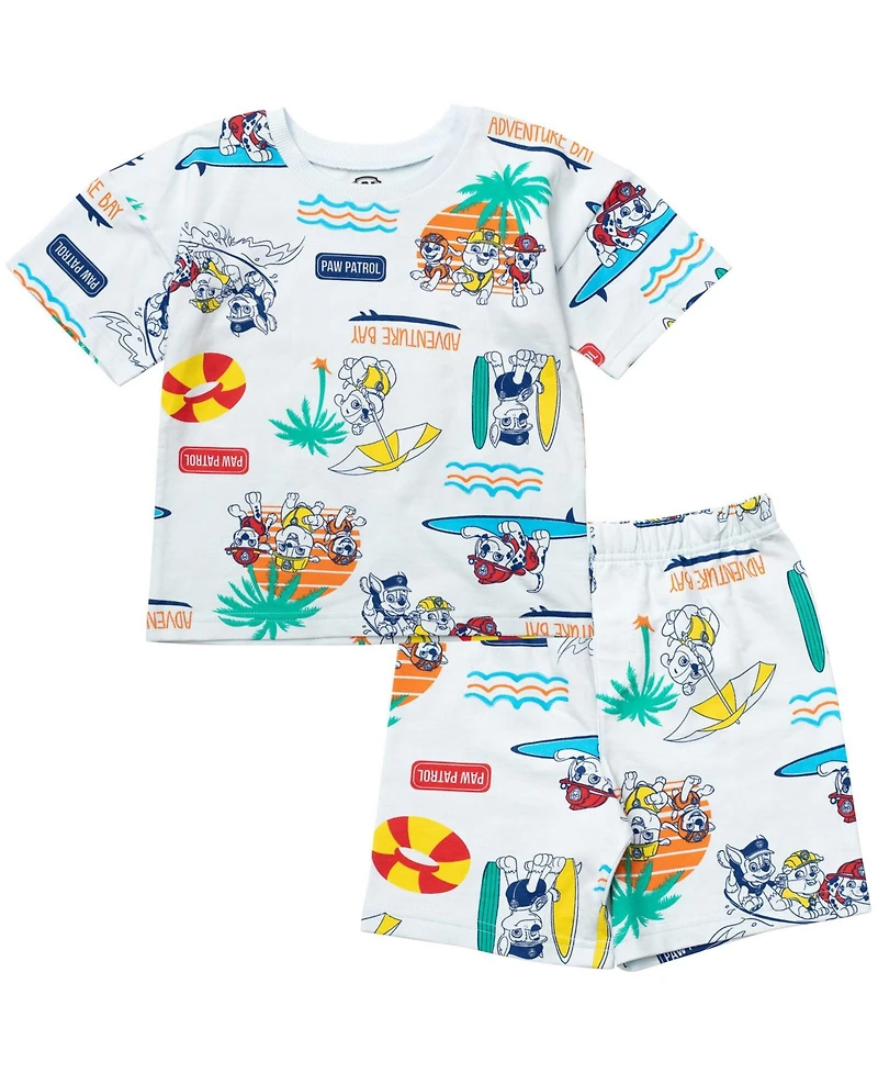 Paw Patrol Big Boys French Terry T-Shirt and Shorts Outfit Set