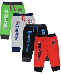 Avengers Baby Boys Hulk Black Panther Captain America 4 Pack Jogger Pants Newborn to