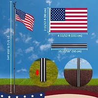 Yescom Bravery 20Ft Eagle Topper Sectional Flag Pole Kit Aluminum Outside Inground