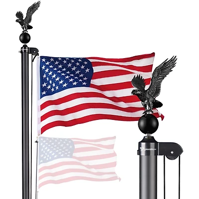 Yescom Bravery 20Ft Eagle Topper Sectional Flag Pole Kit Aluminum Outside Inground