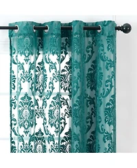 Chanasya Premium Devore Sheer Grommet Curtains - Classy, Light Filtering Drapes for Living Room or Bedroom - 52" x 108" - Blue, 2 Panels