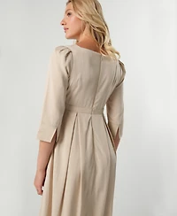 Marion Maternity Empire Waist Nursing Midi Tea Dress Tencel