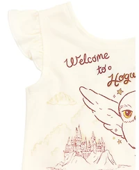 Harry Potter Toddler Girls Hedwig Owl French Terry Romper and Headband Newborn to