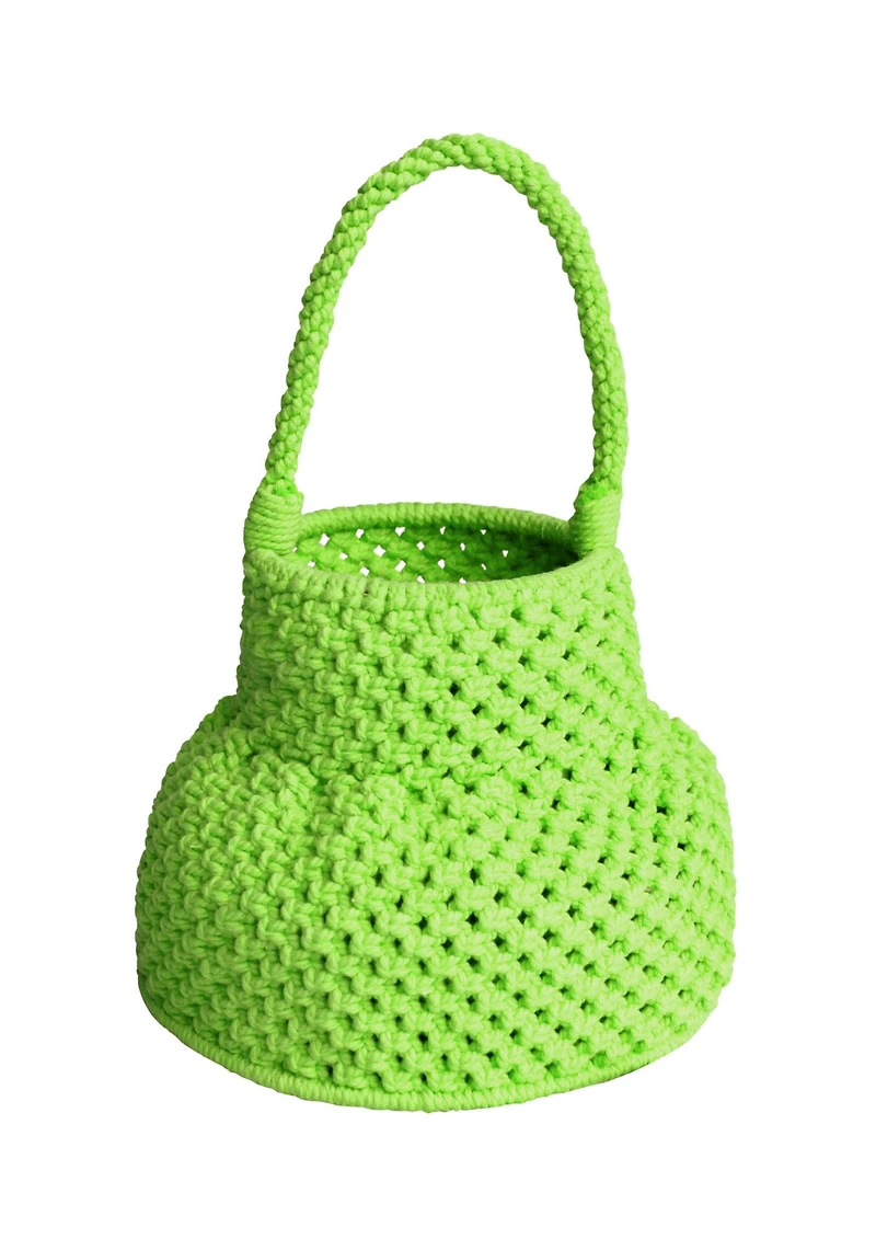 Neon Green Petite Naga Macrame Vessel Basket Bag