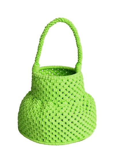 Neon Green Petite Naga Macrame Vessel Basket Bag