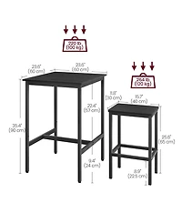 Modern Bar Table Set with High Chairs for Kitchen, Dining, or Entertainment Area