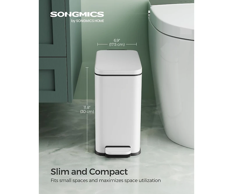 Slickblue Small Gallon Trash Bin with Lid Compact and Convenient for Home or Office Use