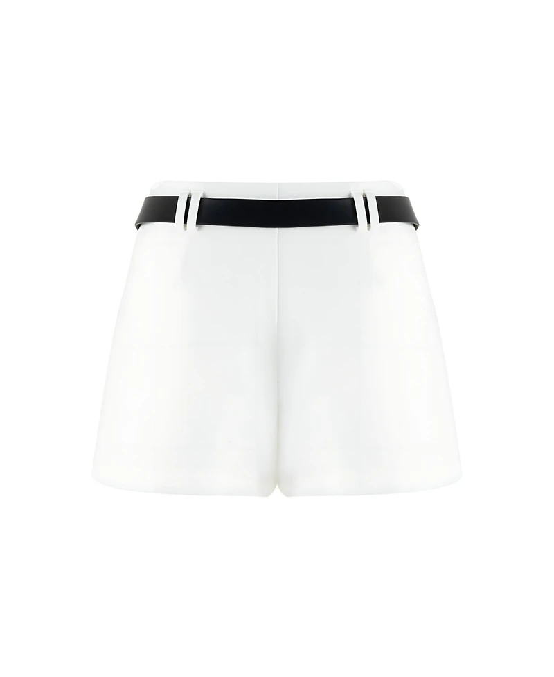 Nocturne Women's Leather Belted Mini Skirt