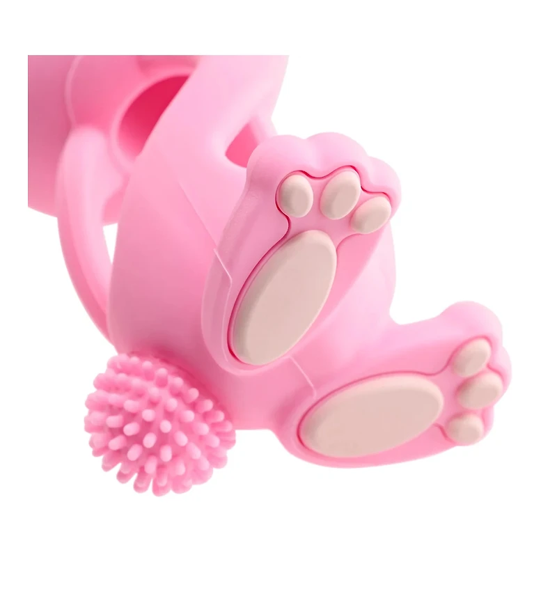 Brush-Baby Bobbie Bunny Baby Teether Toy Rose Pink | Twist & Bounce Teething Toy