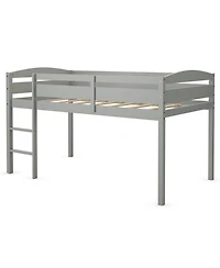 Gymax Twin Loft Bed Wooden Slats Support Frame w/ Ladder & Guardrails Espresso