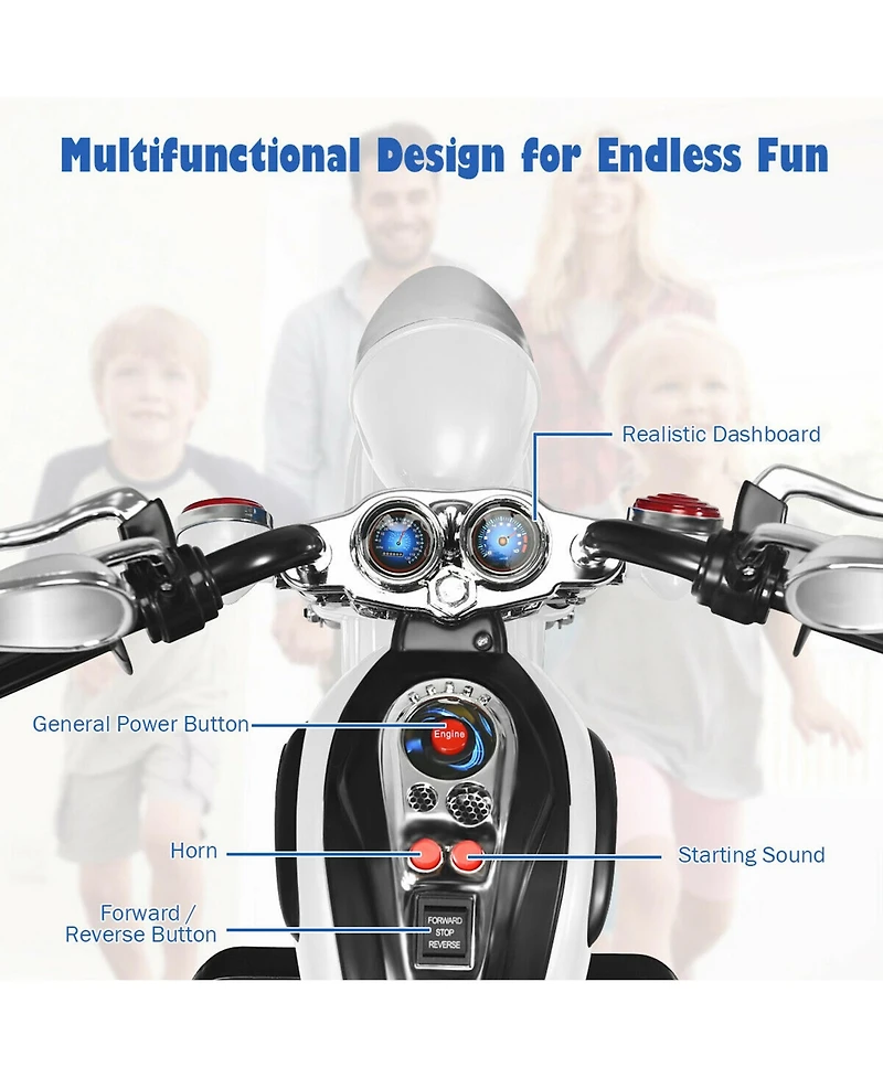 Gymax 6V Kids Ride On Chopper Motorcycle 3 Wheel Trike with Headlight