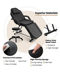 Givimo 73 Inch Facial Chair Set with Removable Headrest Detachable Armrests and Towel Rack-Black