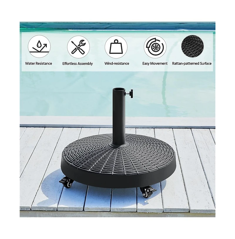 Yaheetech Wheeled 53 lb Self-weight Patio Umbrella Base Black