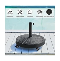 Yaheetech Wheeled 53 lb Self-weight Patio Umbrella Base Black