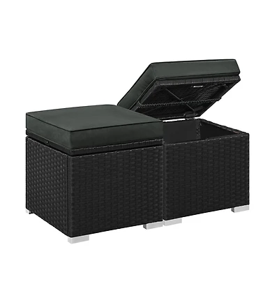 Yaheetech Set of 2 Resin Wicker Ottomans with Hidden Storage