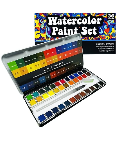 Hippie Crafter Premium Watercolor Paint Set 36 Colors