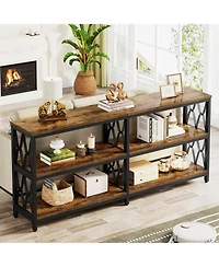 Tribesigns 70.9" Long Console Table with Storage Shelves, Industrial 3-Tier Sofa Table for Living Room, Foyer Table Entryway Table for Hallway, Front