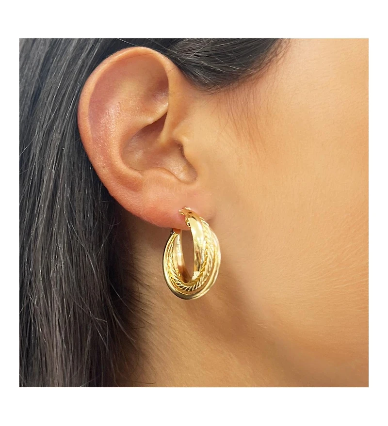 The Lovery Triple Braided Gold Hoops 14K Gold