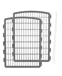 Iris Usa 34'' Pet Playpen 2 Panel Add-On with Connecting Rods, Dog Playpen, Small Medium Large Dogs, Heavy-Duty Molded Plastic, Rust-Free, Gray