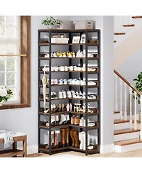 Tribesigns 9 Tiers Corner Shoe Rack, Tall Vertical Shoe Rack Organizer, Free Standing Large Shoe Storage Shelf for Entryway Hallway Closet, Space Savi