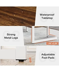 Tribesigns 63" Executive Desk with Bottom Shelves, Large Office Computer Desk, Modern Simple Workstation Business Furniture (Walnut & White)