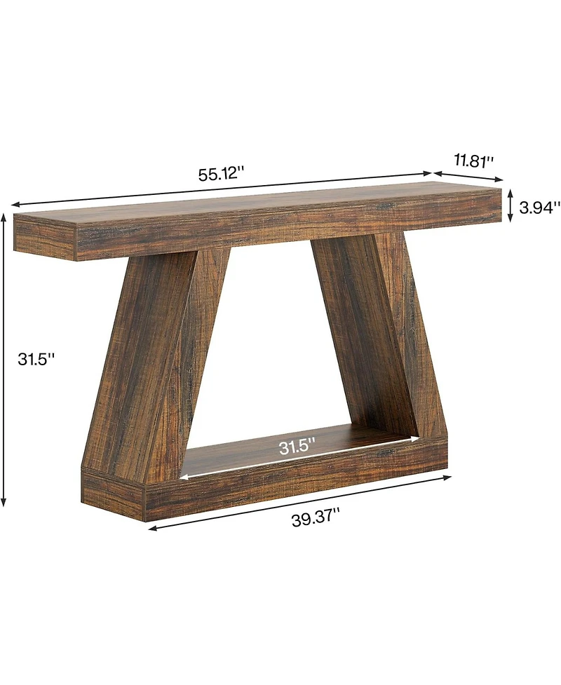 Tribesigns Farmhouse Console Table, 55-Inch Rustic Sofa Table with Storage, Industrial Wooden Entryway Table for Hallway, Living Room