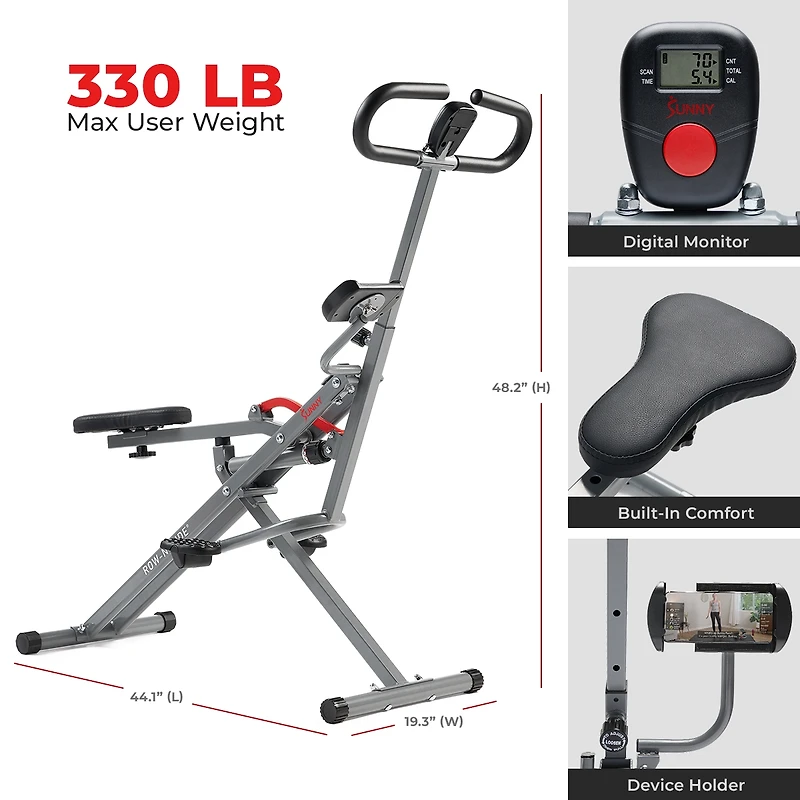 Sunny & Health Fitness Row-n-Ride Smart Squat Assist Trainer, Included SunnyFit App Connection
