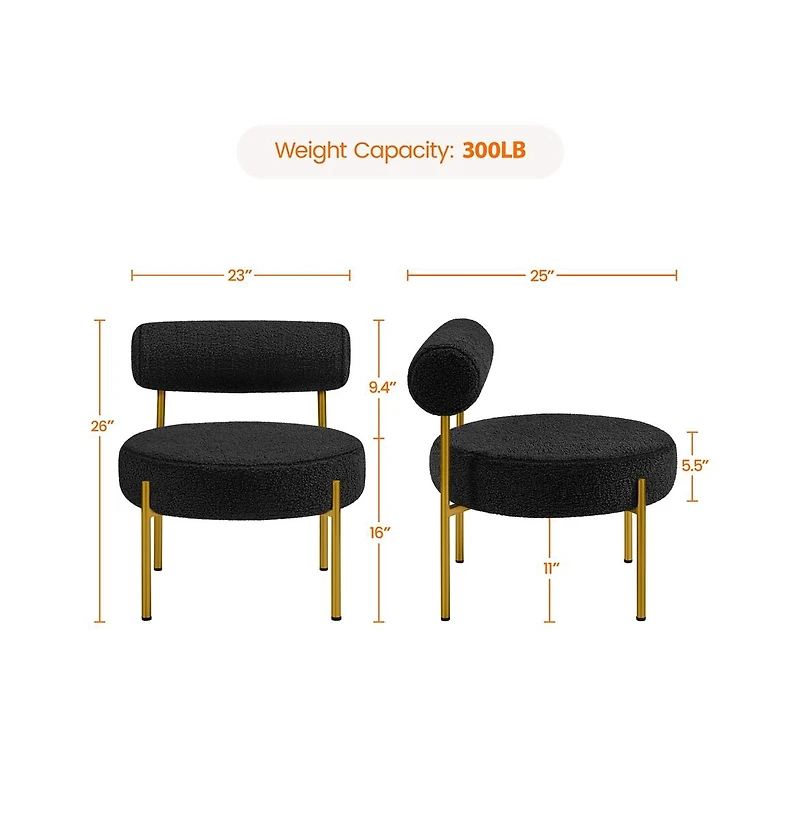 Yaheetech Boucle Accent Chair Side with Gold Metal Legs